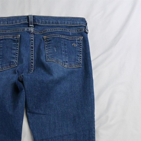 Rag + Bone 27 Skinny Medium Destroyed Raw Hem Stretch Denim Jeans - Picture 4 of 5